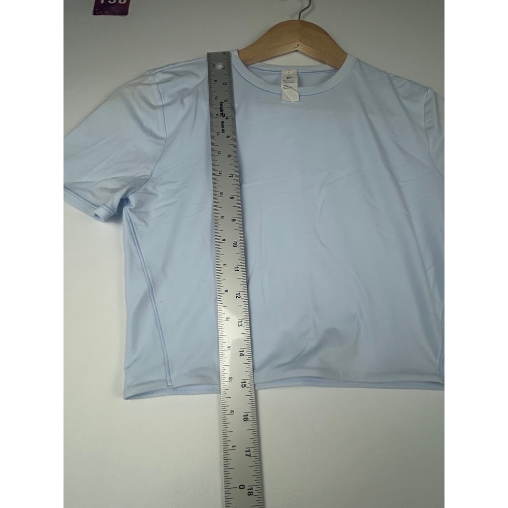Lululemon Womens Fitted Crop Top Small Sky Blue Short Sleeve Athletic Shirt - Picture 4 of 6